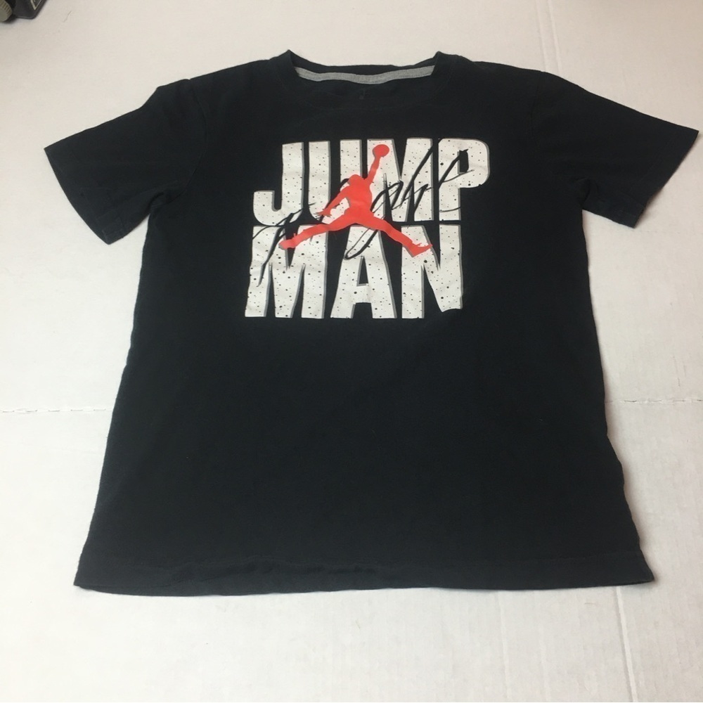 Air Jordan Jumpman Graphic Tee | Youth Boys M | Black Red Logo | Cotton